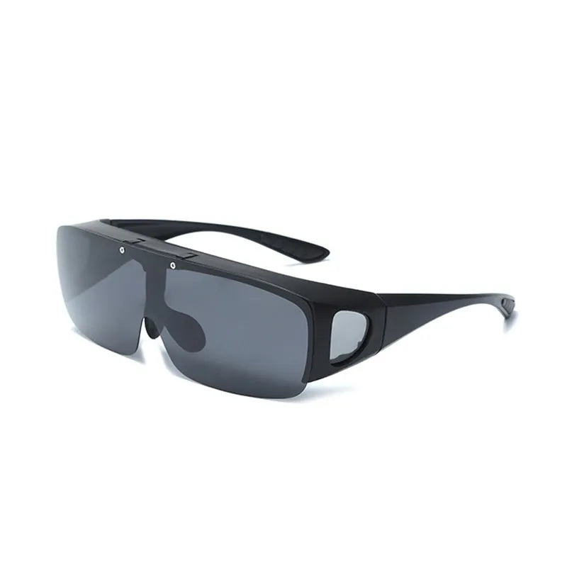 Polarised one-piece myopia sports sunglasses for cycling and outdoor use in various lens colours.