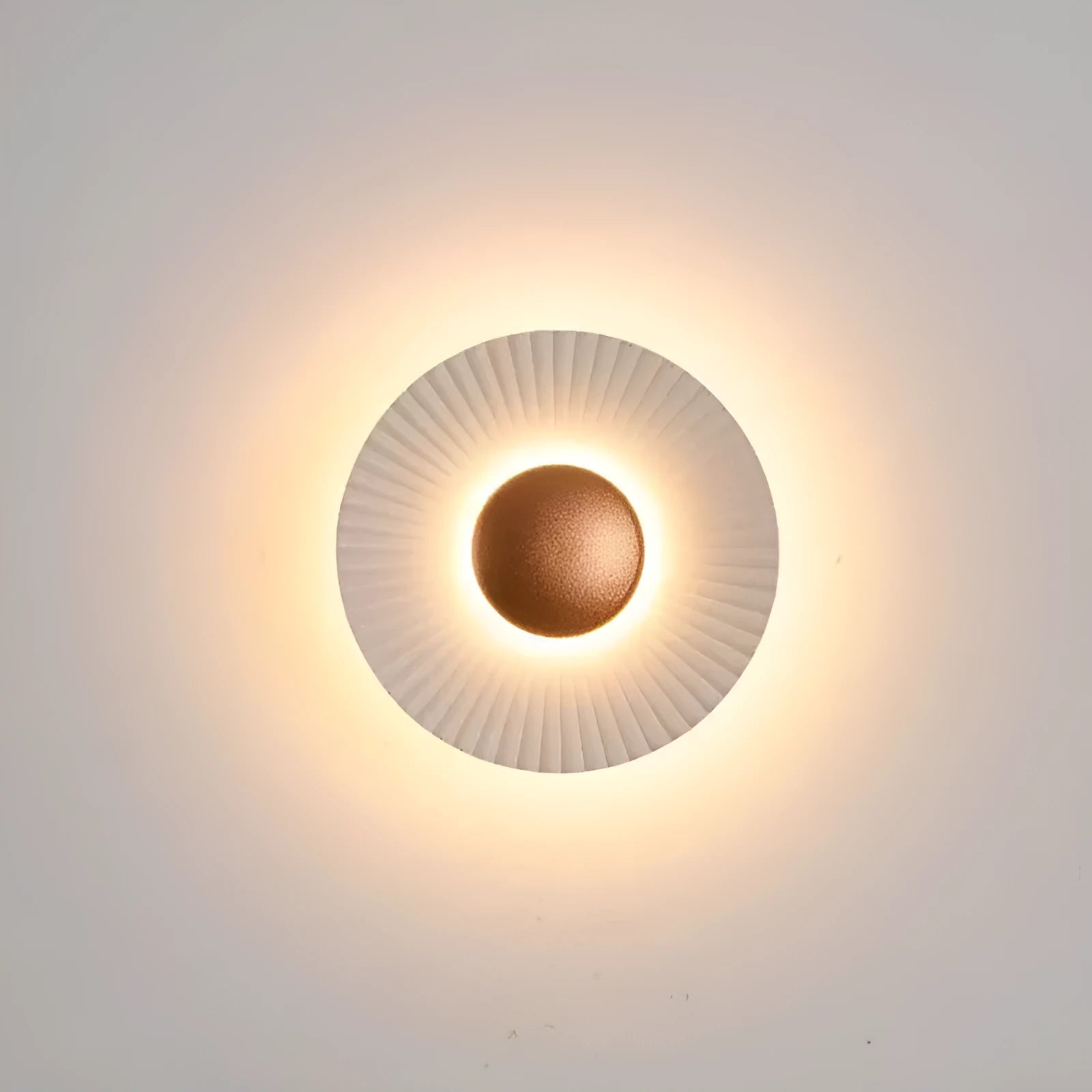 Round aluminium wall lamp with LED lighting in outer white inner gold colour configuration