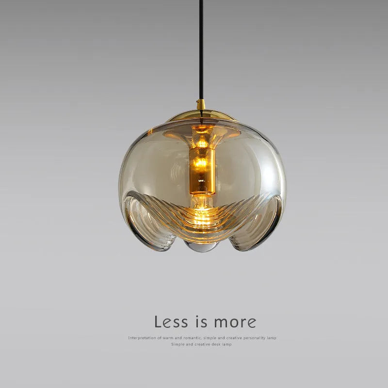 Modern minimalist glass pendant chandelier with a 250mm frosted shade in a transparent light colour.