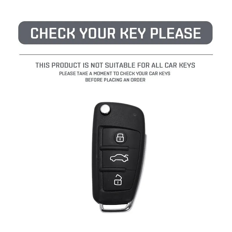 Carbon fibre pattern car key cover with mirror element in Japanese Korean minimalist style
