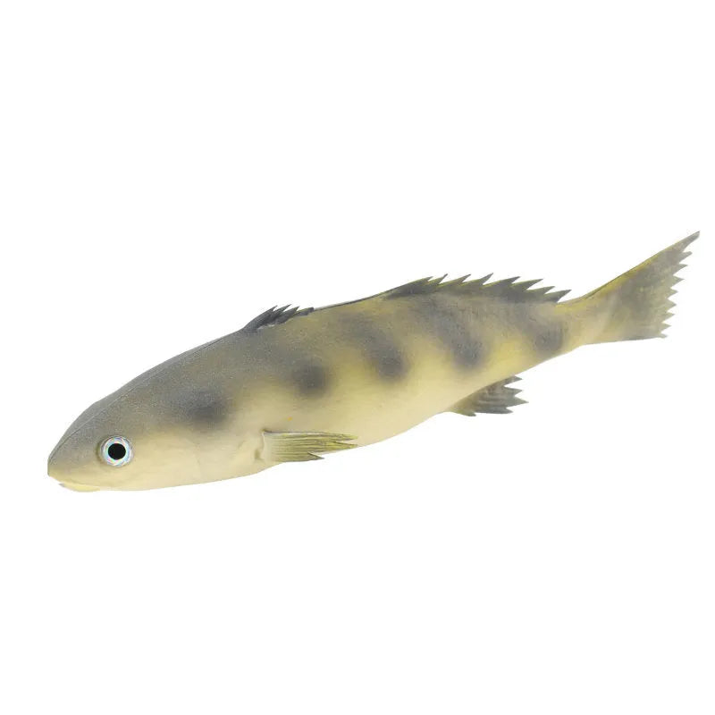 Three PU simulated fish ornaments: yellow-fin tuna, yellow croaker and flower fish models