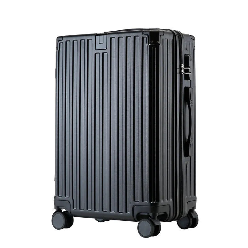 Aluminium frame trolley suitcase with USB port and universal wheels in avocado green colour.