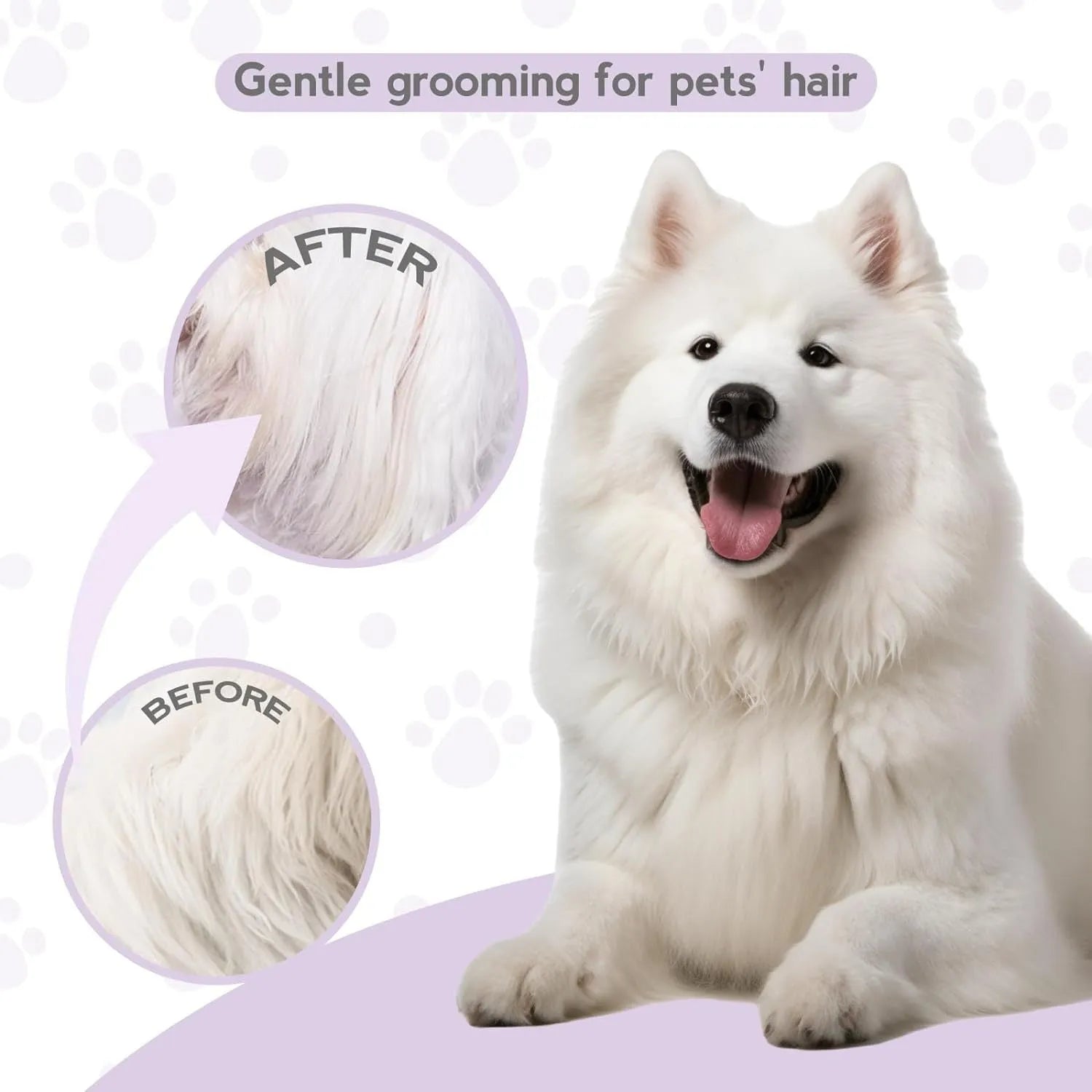 Purple pet grooming comb with stainless steel teeth for detangling dog and cat fur