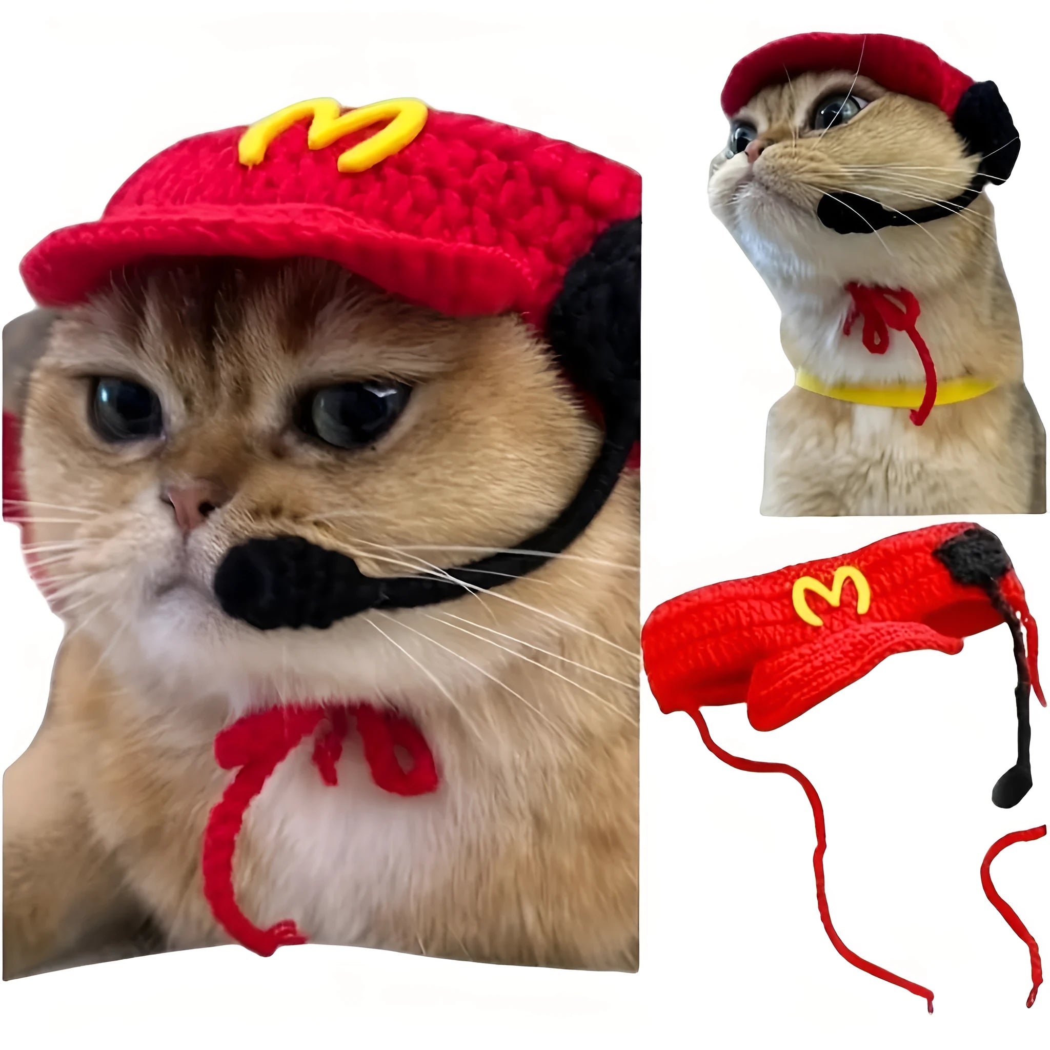 Handmade chef hat and cotton knitted sweater pet costume for small to medium cats and dogs