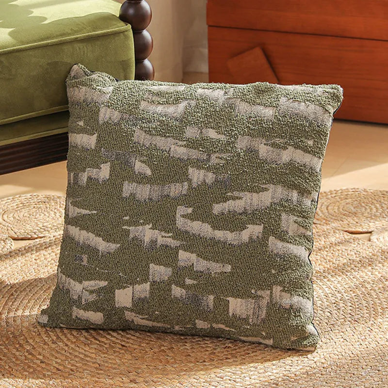 45cm square jacquard cushion cover with retro plant and flower pattern in various colours.