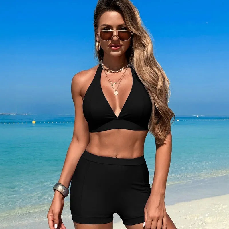 Women's split bikini swimsuit in nylon with polyester lining for swimming and wading