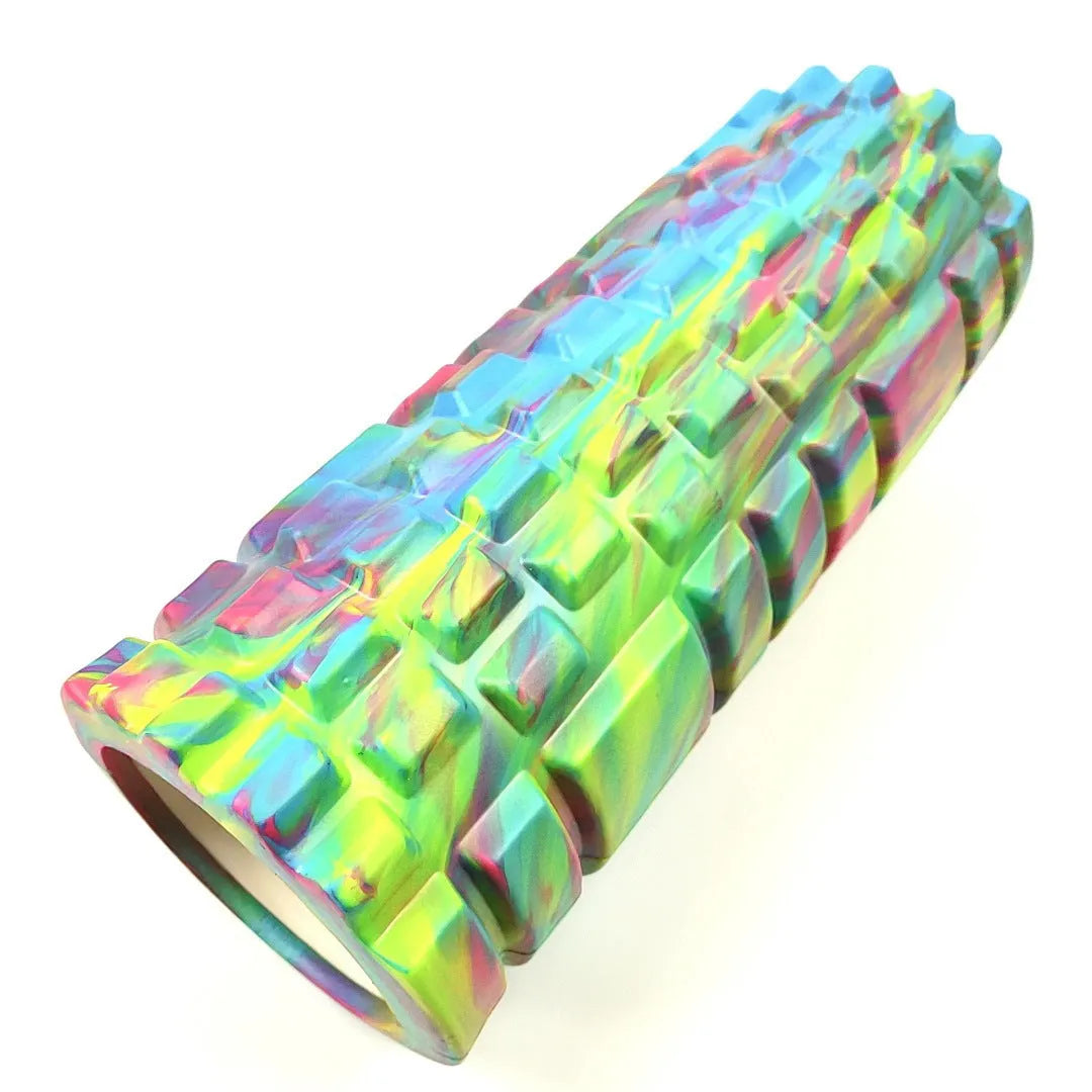 33cm long camouflage patterned EVA foam roller for fitness and massage.