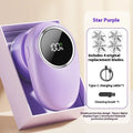 Digital fur ball trimmer with lint roller function in purple colour showing four cutter head configuration