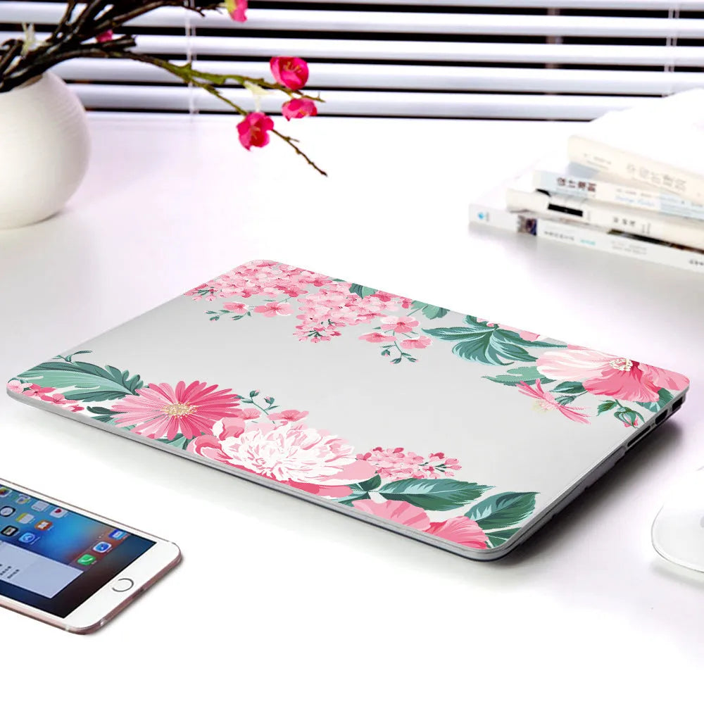 Plastic protective shell with flower pattern for Apple MacBook Air and Retina laptops