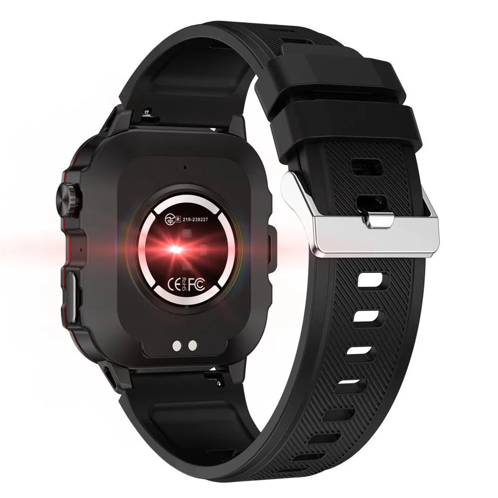 QX11 Smart Bluetooth Watch with TFT screen on a wrist, showing heart rate data.