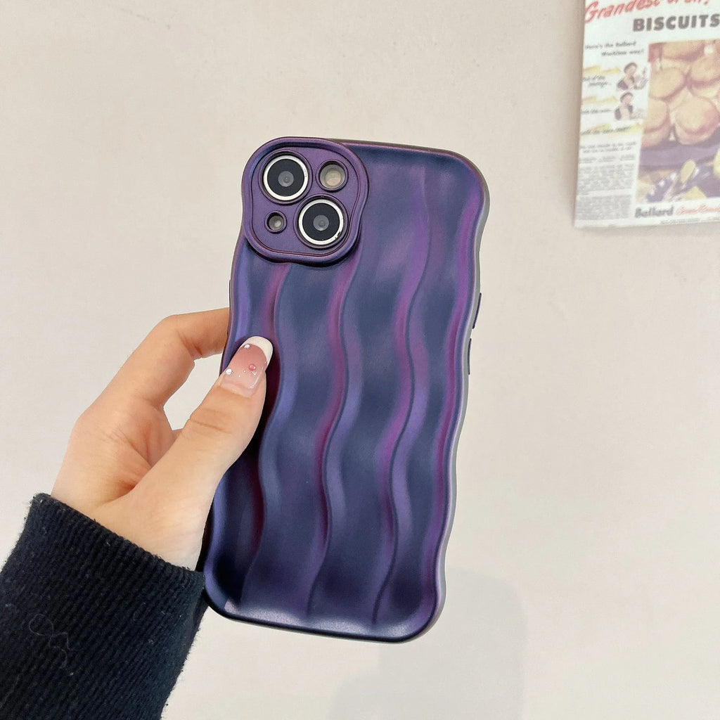 Silicone iPhone 17 case with water ripple pattern in green colour showing front and back views