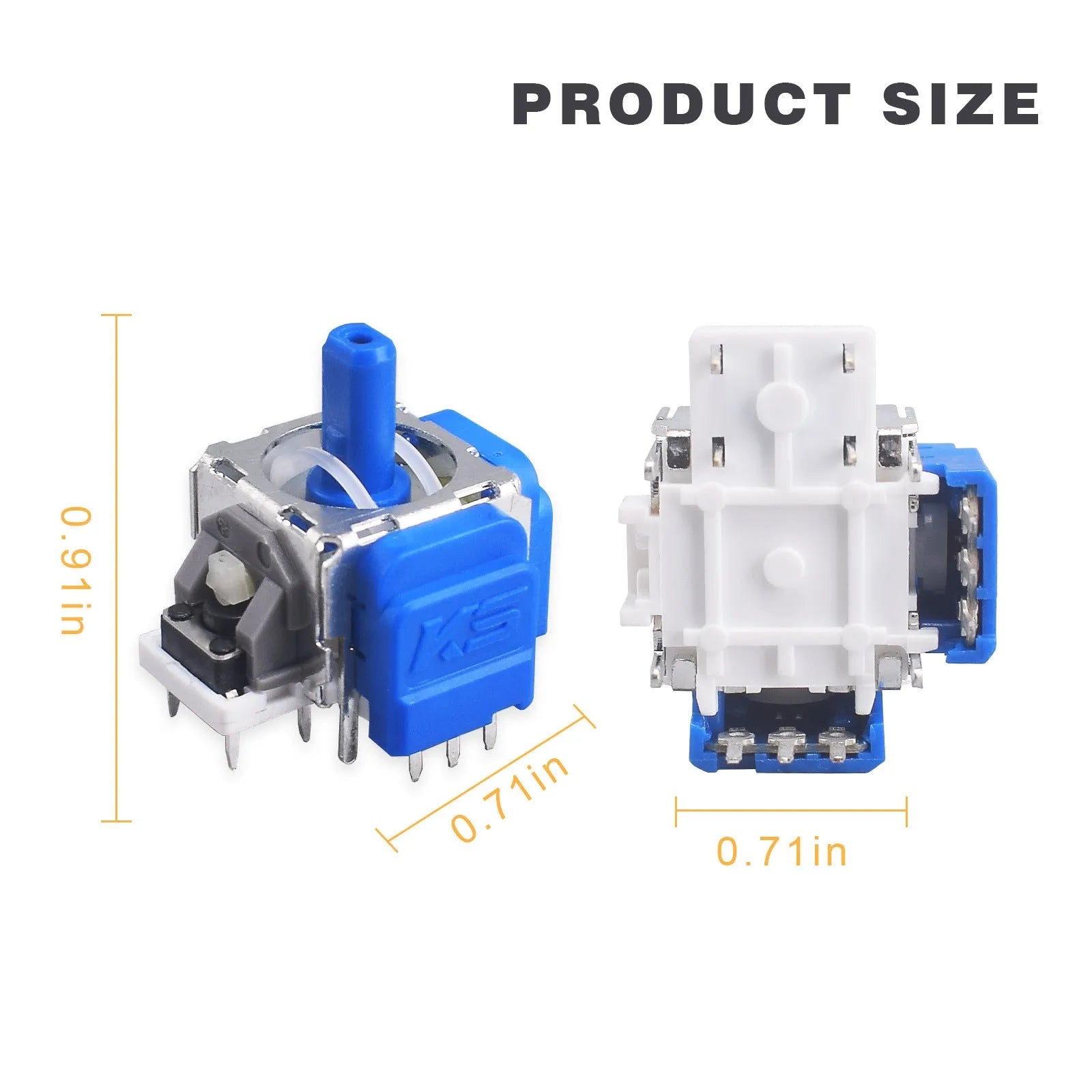 Hall effect magnetic joystick replacement module for PS5, PS4, Switch and XBOX game controllers.