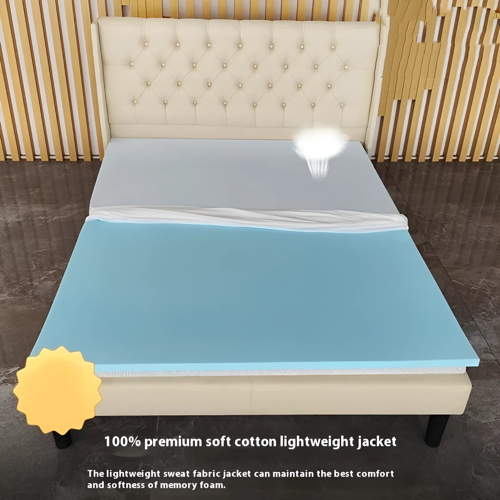 Gel memory cotton thin tatami mattress showing regenerated cellulose fibre fabric with artificial latex core in multiple thickness options