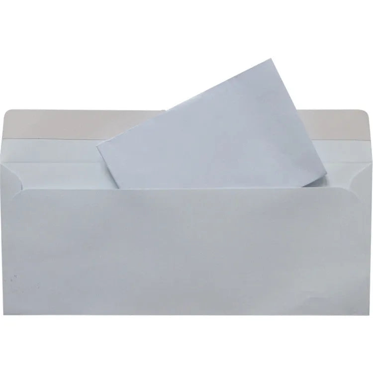 Blue tamper-evident confidential envelope with self-adhesive strip, dimensions 105mm by 240mm.