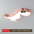 48cm cartoon dinosaur ceiling light with aluminum body and white PVC shade, showing dimmable LED lighting.