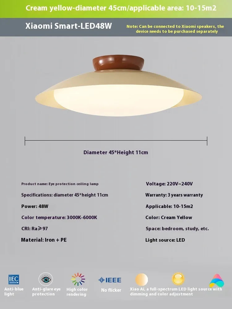 Modern flying saucer shaped ceiling lamp in cream style with minimalist design