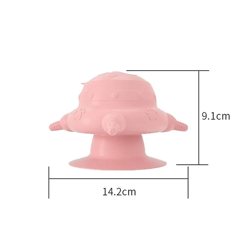 Pink silicone pet milk feeder with bionic breast design and four nursing pacifiers