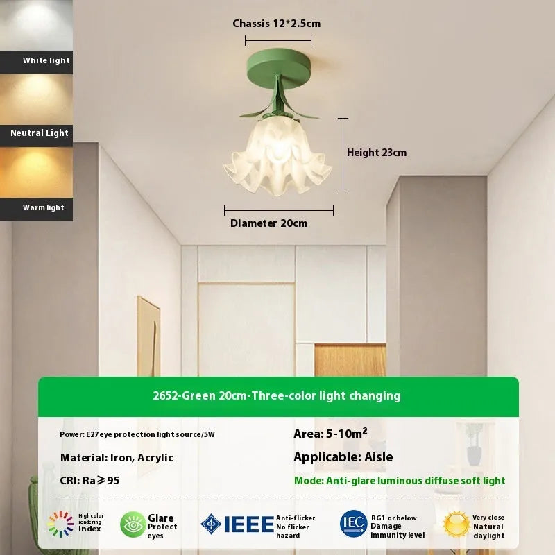 Cream coloured modern LED corridor aisle light with three-colour changing and dimming controls.