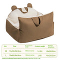 Removable washable dog car kennel in beige, shown in M and L sizes