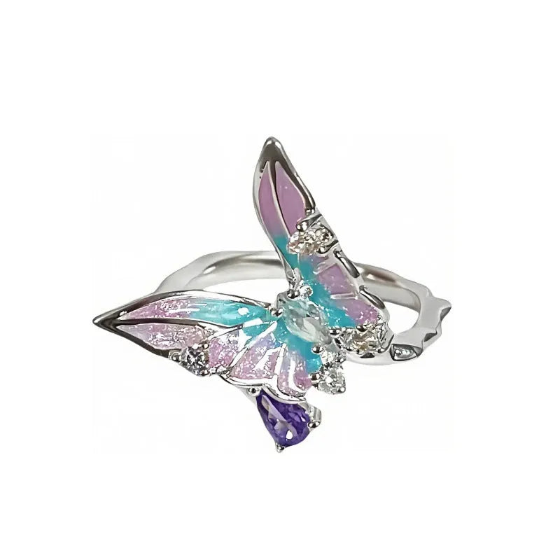 Adjustable copper insect ring with dripping oil finish in colours JZ2868A, JZ2872A, JZ2874A
