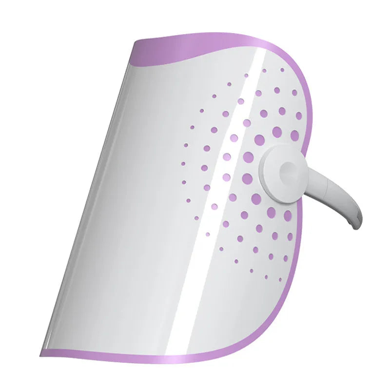 White and purple photon IPL beauty mask device for home facial light therapy treatment.