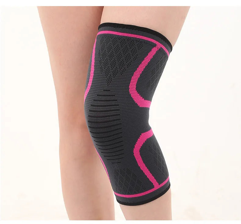 Black double corrugated non-slip stretch knee pad for sports protection.