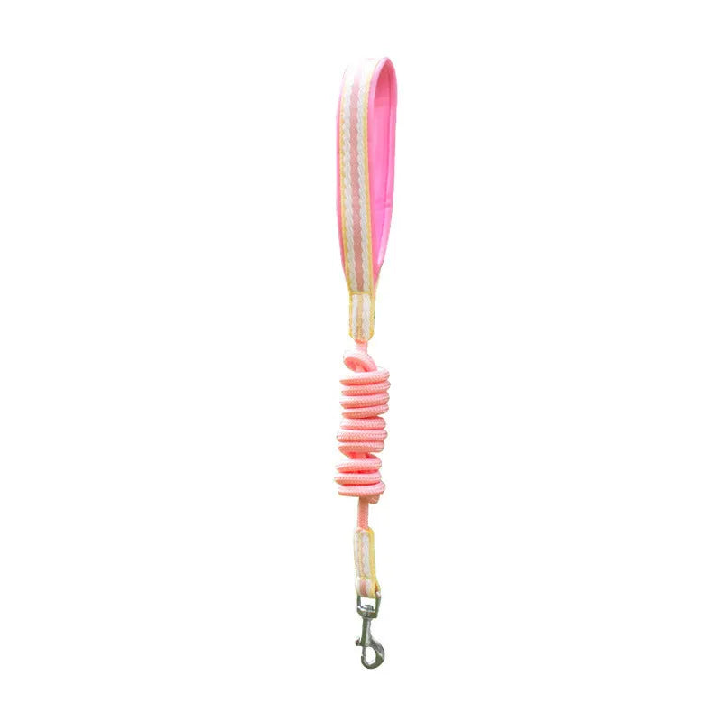 Nylon dog walking chest strap with hand holding rope in various colours and sizes