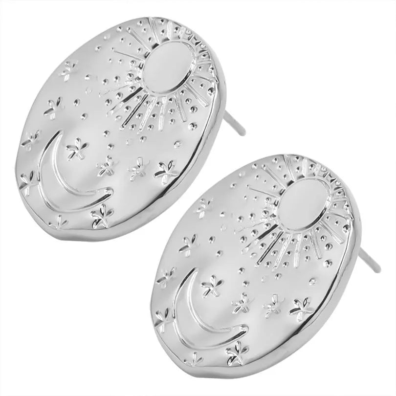 304 stainless steel geometric shell stud earrings with gold or silver electroplated finish