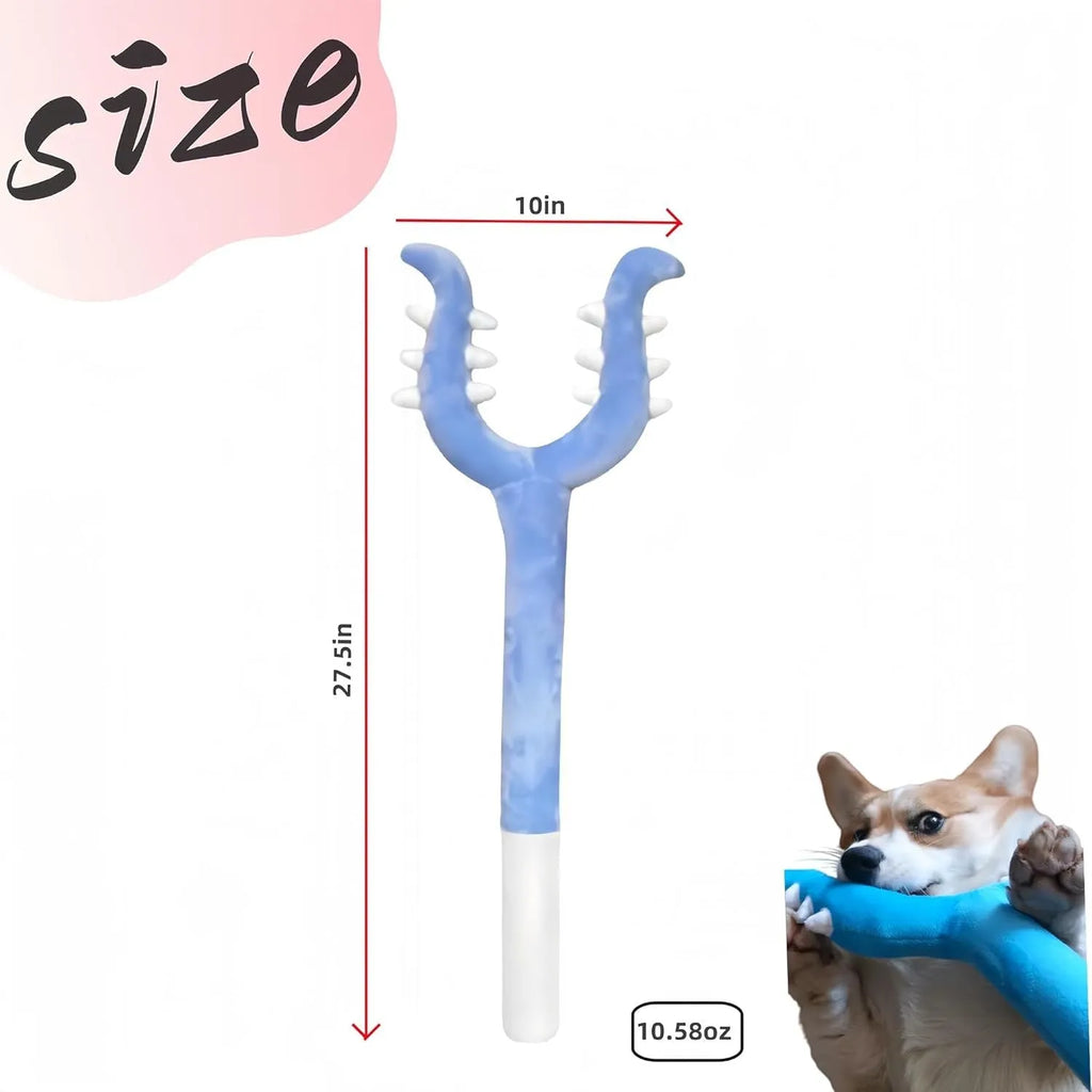 Blue and pink plush cat wand toys showing 70cm length with plush wrapping