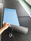 Blue conductive yoga mat with botanical pattern and integrated grounding wire