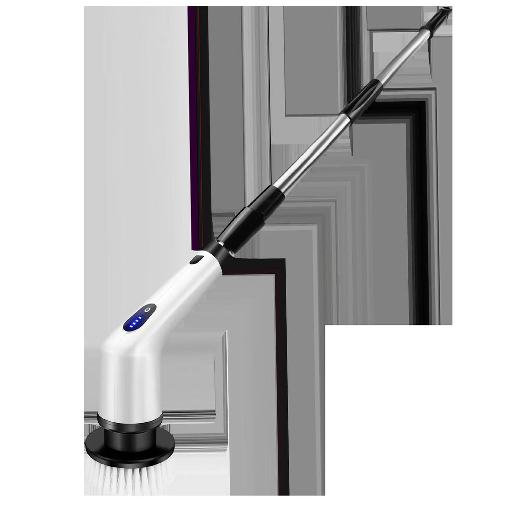 White handheld cleaning ball with rechargeable lithium battery and cleaning brush accessories