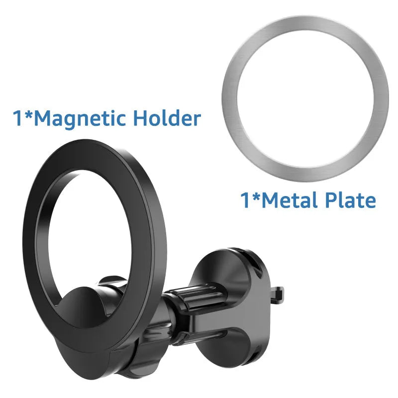 Black magnetic car air vent phone holder with O-ring design for vehicles