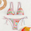 Women's lace-up backless swimsuit bikini set in picture colour