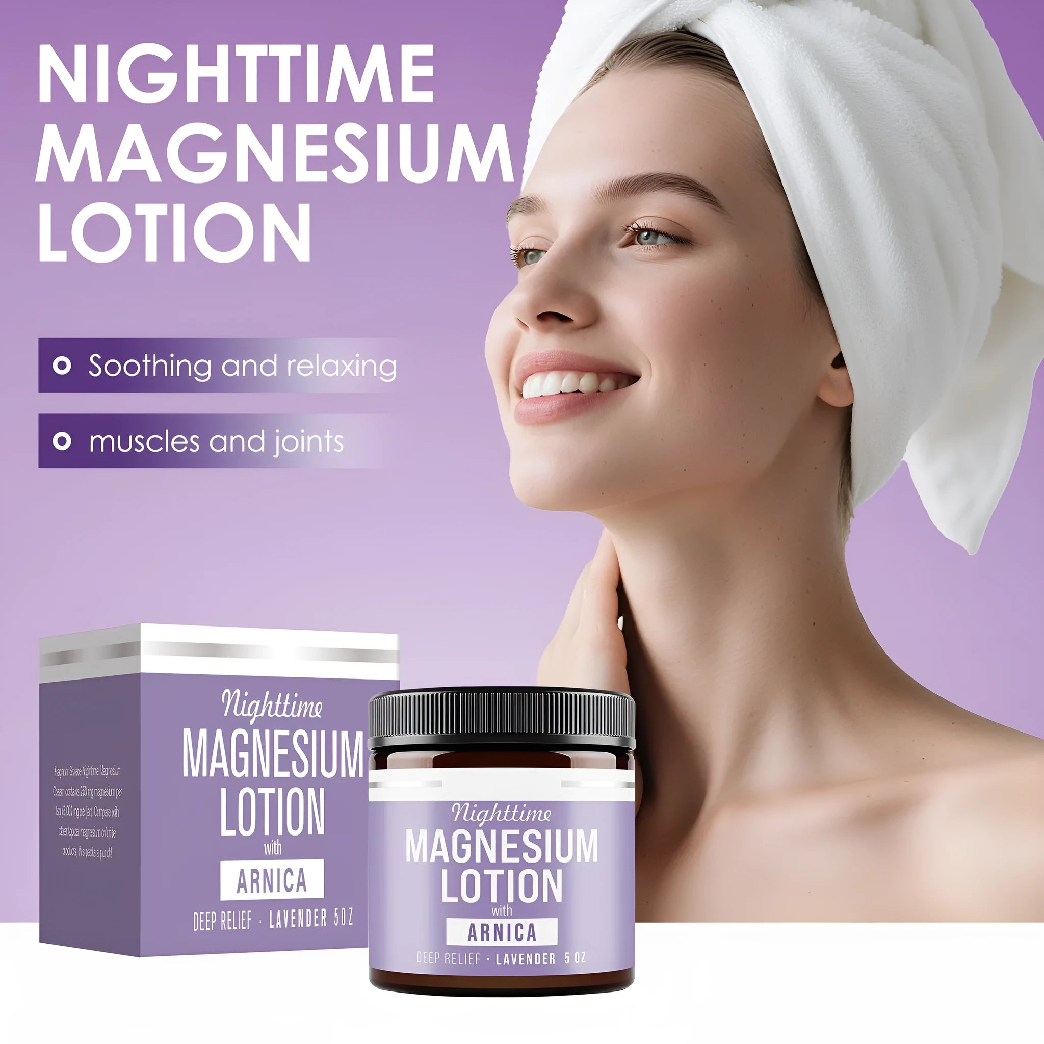150ml tub of magnesium body butter treatment cream for moisturising and soothing skin.