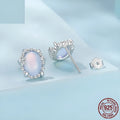 Sterling silver 925 magic stone ellipse stud earrings with French romantic style and electroplated finish