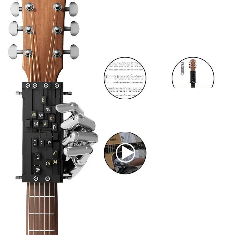 Automatic guitar chord changer device for beginners with black double chord mechanism