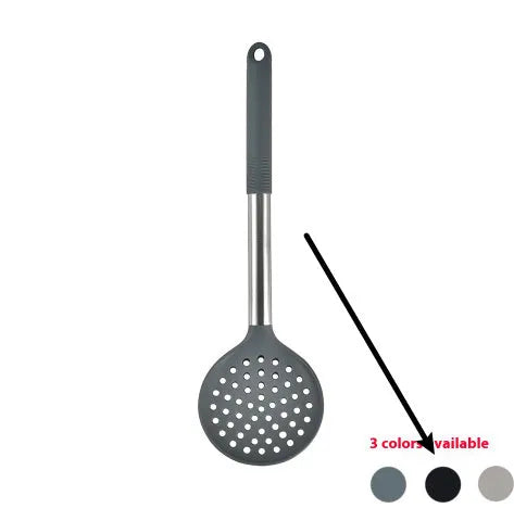 12 piece silicone kitchenware set with rotating storage bucket including spatula, ladle, spoon and cooking utensils
