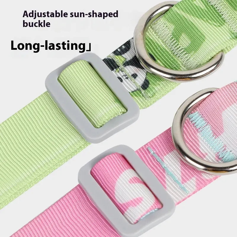 Cartoon gradient printing dog collar in nylon with adjustable sizing for dogs 2-10kg