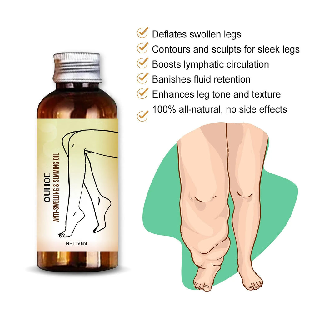 50ml bottle of natural extract body oil for moisturising and leg massage.
