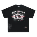 Pure cotton hip hop gothic style T-shirt with letter pattern in black and white colours