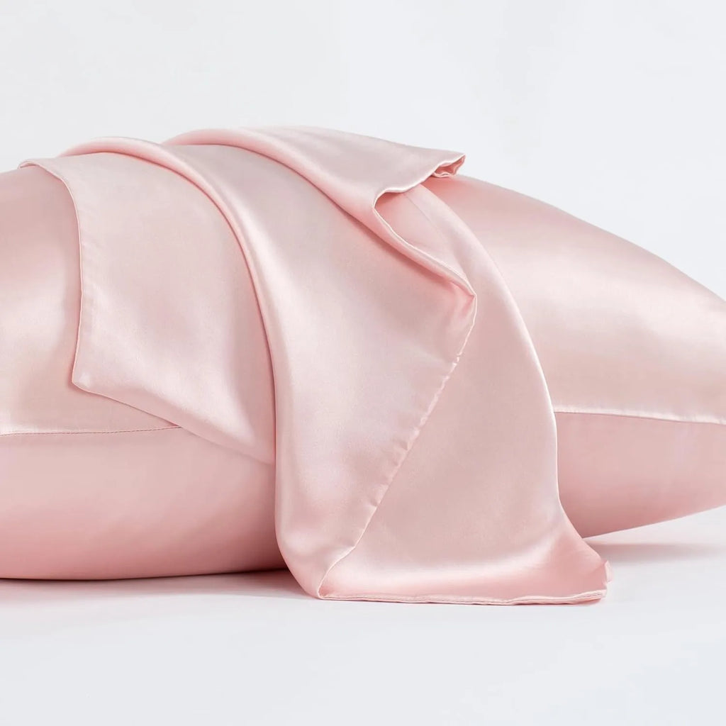 Mulberry silk pillowcase with envelope closure in dark gray colour showing secure flap design