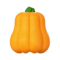 Large orange pumpkin-shaped plastic dog chew toy with an attached rope for throwing