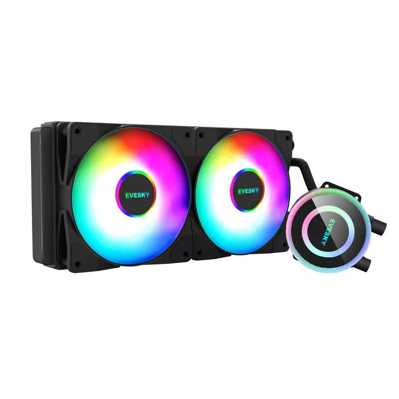 Aluminium CPU radiator with RGB fans for gaming computer cooling