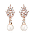 Geometric floral earrings with micro inlaid zircon in gold, platinum, or rose gold plated finish