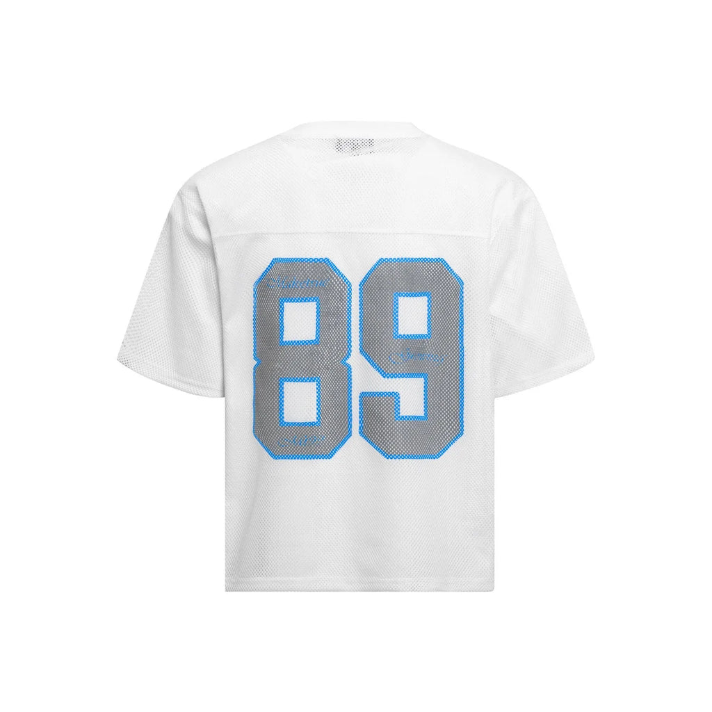 Loose-fitting casual t-shirt with alphanumeric printing in white or black chemical fibre blend fabric