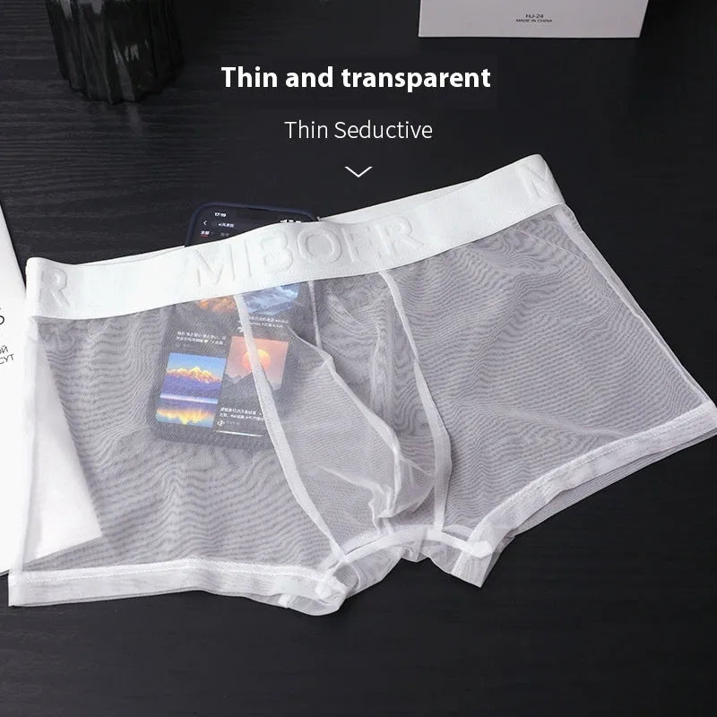 Men's thin invisible breathable boxer shorts in multiple colours with quick-dry polyester fabric