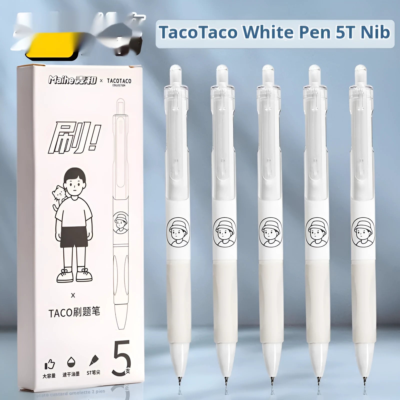 Five 0.5mm black ballpoint pens with plastic shells for student writing