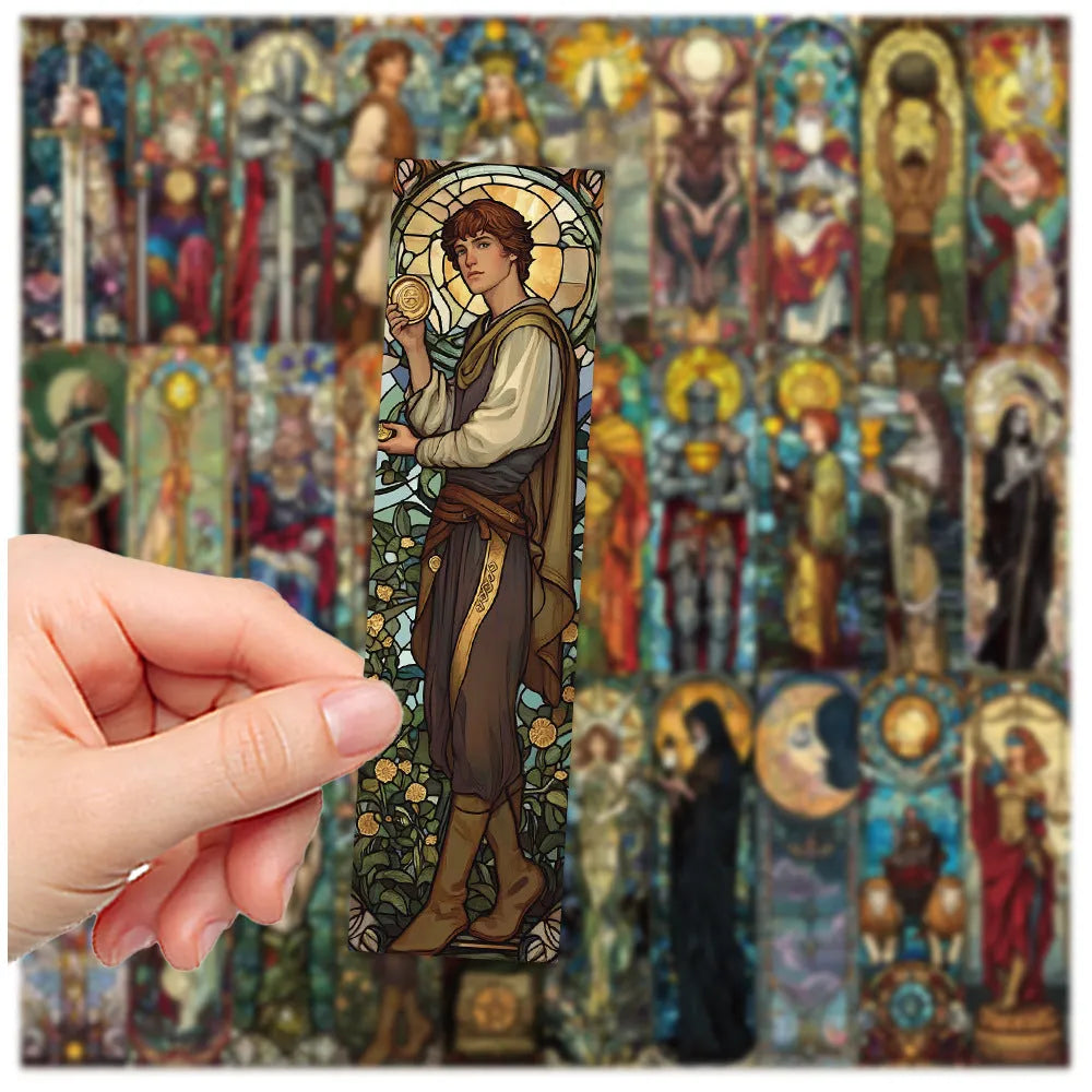30 colourful painted glass tarot design paper bookmarks in cute homemade style