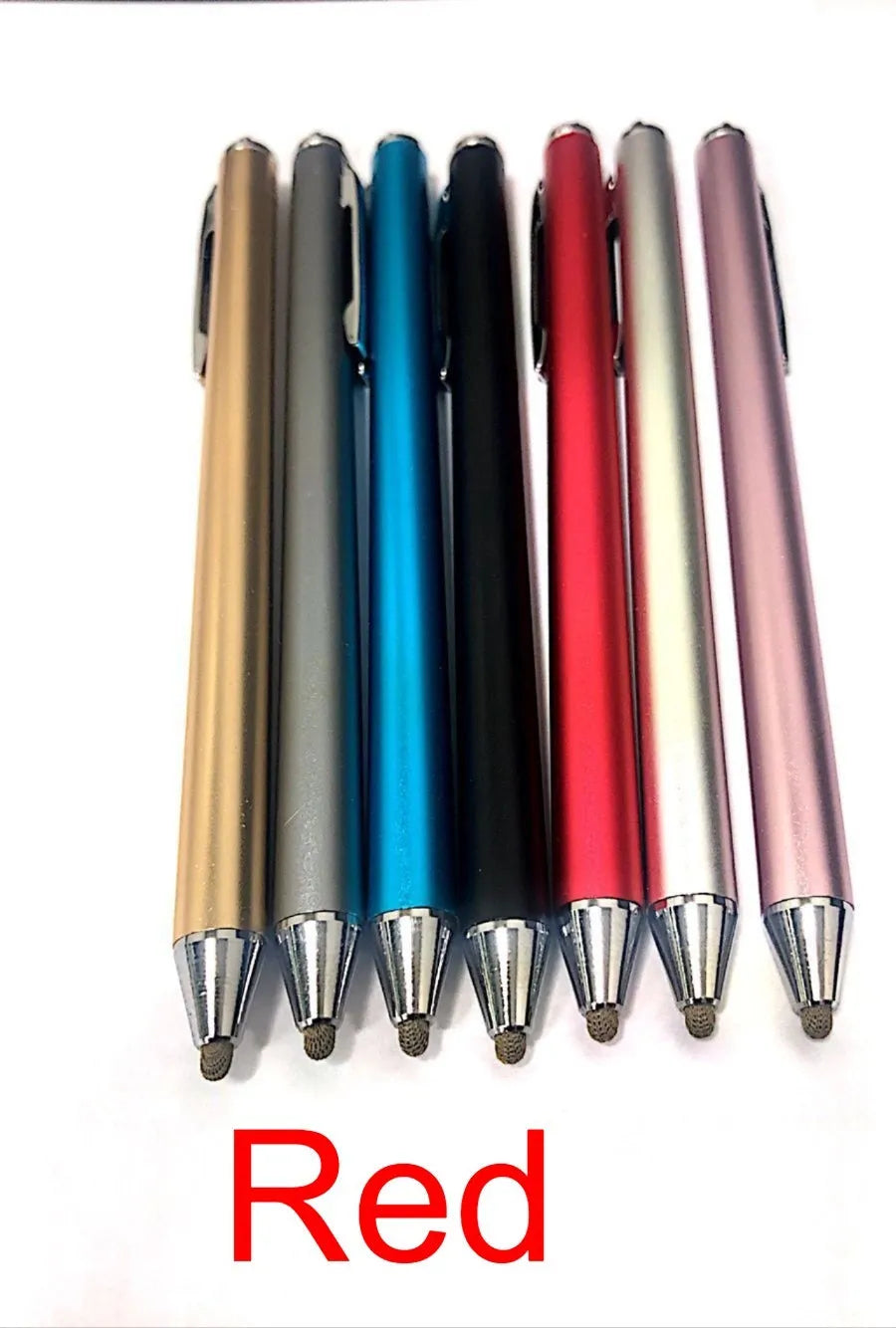 Metal fine tip stylus for tablet and phone touch screens in seven colour options