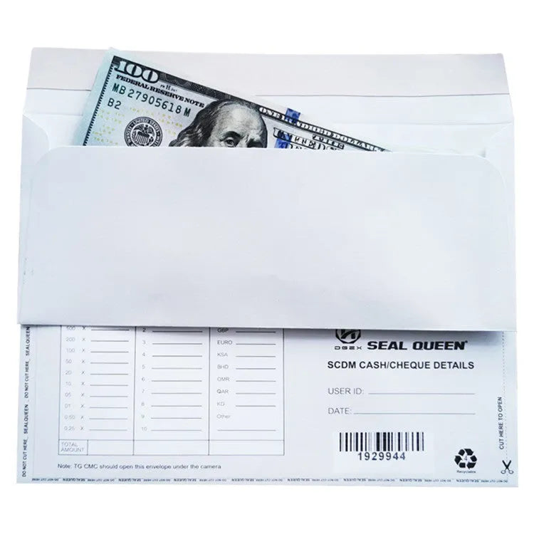 Blue tamper-evident confidential envelope with self-adhesive strip, dimensions 105mm by 240mm.